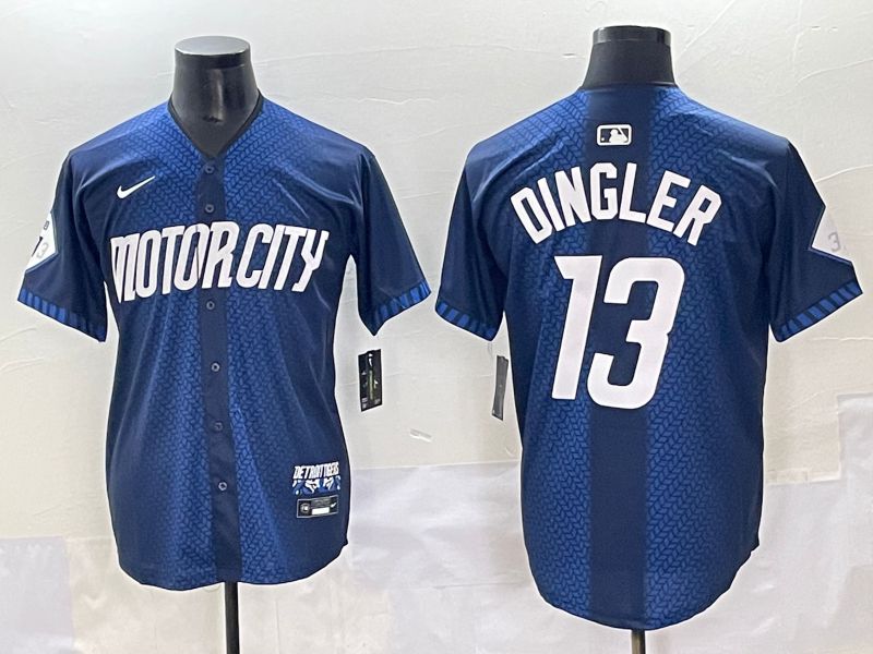 Men 2025 Detroit Tigers #13 Dingler Blue City Edition Nike MLB Jersey style 1